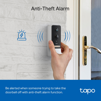 TP-LINK TAPO Πόρτας με Κάμερα, Έξυπνη Μπαταρίας 2K 5MP, Νυχτερινή Όραση, IP64, Αντικλεπτικός Συναγερμός