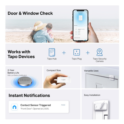 TAPO T110 TP-LINK Έξυπνος Αισθητήρας Επαφής Πόρτας & Παραθύρου Ειδοποιήσεις & Έξυπνος Έλεγχος από Παντού