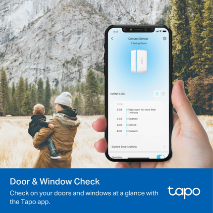 TAPO T110 TP-LINK Έξυπνος Αισθητήρας Επαφής Πόρτας & Παραθύρου Ειδοποιήσεις & Έξυπνος Έλεγχος από Παντού
