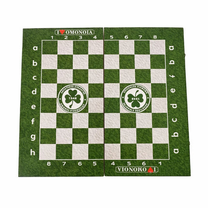 Ξύλινο Τάβλι Ομόνοια 47cm με Ζάρια και Πούλια Πράσινο/ Άσπρο