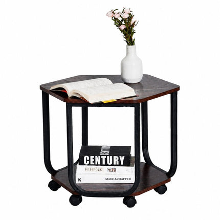 Τραπεζάκι Σαλονιού Tea Table με Ράφι & Ροδάκια 59.6x53x49.7cm