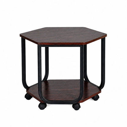 Τραπεζάκι Σαλονιού Tea Table με Ράφι & Ροδάκια 59.6x53x49.7cm