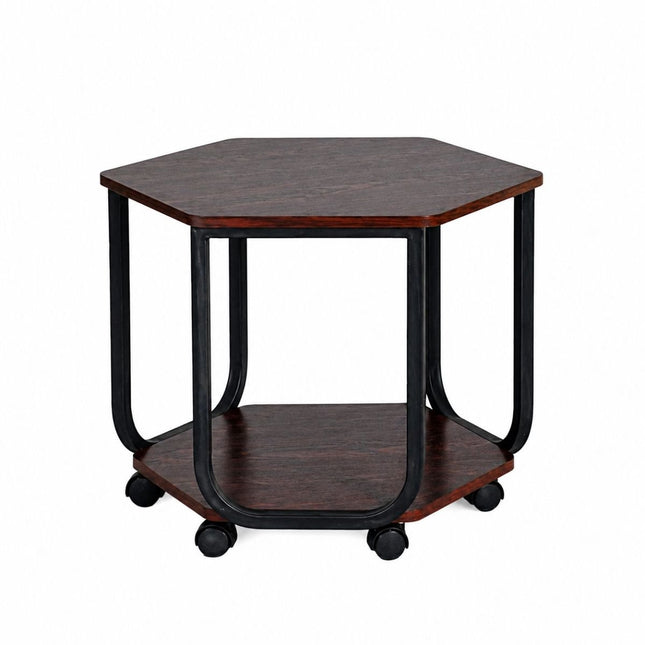 Τραπεζάκι Σαλονιού Tea Table με Ράφι & Ροδάκια 59.6x53x49.7cm