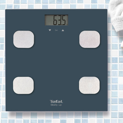 TEFAL Body Up Ζυγαριά Μπάνιου Ανάλυσης Σώματος έως 150 kg με Αυτόματη Αναγνώριση Χρήστη BM2520 Μπλε