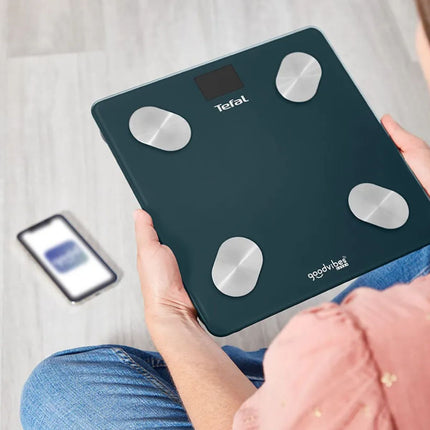 TEFAL Goodvibes Life+ Έξυπνη Ζυγαριά Μπάνιου Bluetooth έως 180kg με 10 Δείκτες Μέτρησης BM9620 Μπλε