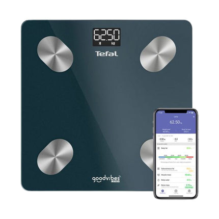 TEFAL Goodvibes Life+ Έξυπνη Ζυγαριά Μπάνιου Bluetooth έως 180kg με 10 Δείκτες Μέτρησης BM9620 Μπλε