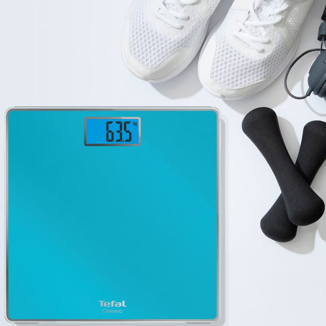 TEFAL Classic Ζυγαριά Μπάνιου έως 160 kg με Λεπτό Σχεδιασμό & LED Οθόνη PP1503 Τιρκουάζ