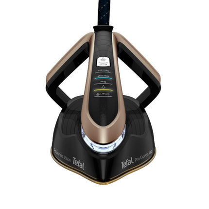 TEFAL Pro Express Vision Σιδεροσύστημα Υψηλής Πίεσης 9 bar 3000W με Αποσπώμενο Δοχείο Νερού 1.2L & Smart LED Vision GV9820 Μαύρο/ Χρυσό