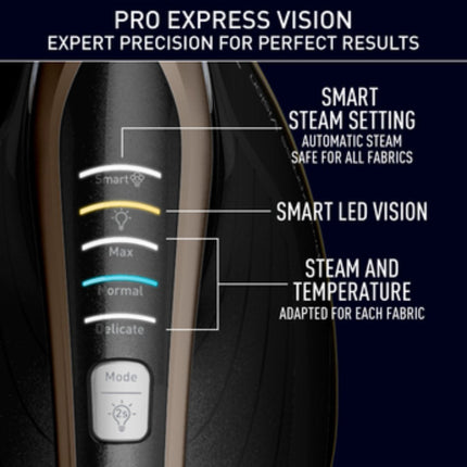 TEFAL Pro Express Vision Σιδεροσύστημα Υψηλής Πίεσης 9 bar 3000W με Αποσπώμενο Δοχείο Νερού 1.2L & Smart LED Vision GV9820 Μαύρο/ Χρυσό