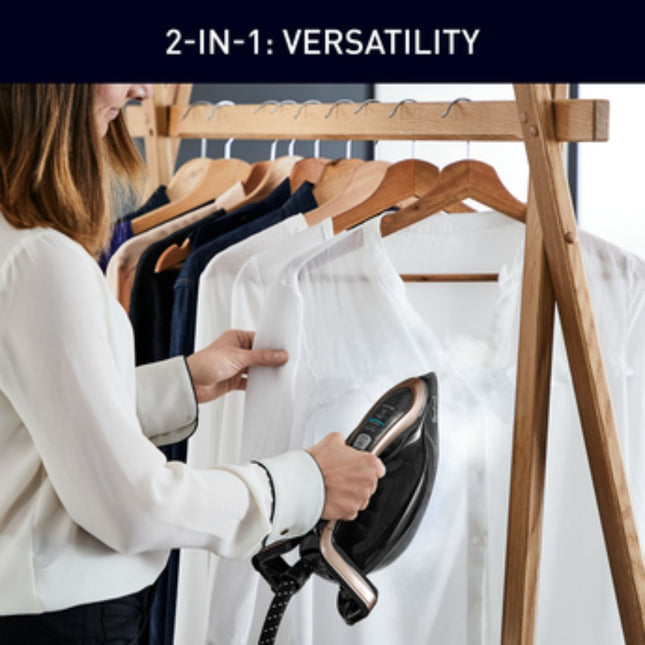 TEFAL Pro Express Vision Σιδεροσύστημα Υψηλής Πίεσης 9 bar 3000W με Αποσπώμενο Δοχείο Νερού 1.2L & Smart LED Vision GV9820 Μαύρο/ Χρυσό