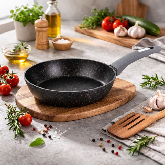 ELECTRA Τηγάνι Frypan 24 cm με Αντικολλητική Επιφάνεια, Μαύρο Γρανιτέ Εφέ