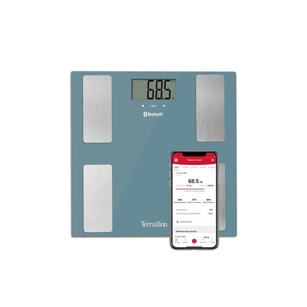 Terraillon Smart Connect Bluetooth Ζυγαριά Μπάνιου με Ανάλυση Σύστασης Σώματος και Σύνδεση MyHealth & Ζύγιση έως 160 kg 14874 Μπλε