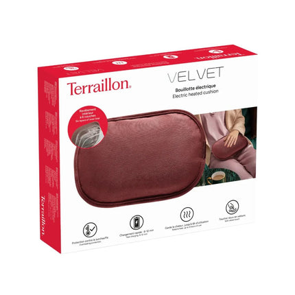 Terraillon Velvet Ηλεκτρική Θερμοφόρα Βελούδινη με Αυτονομία έως 6 Ώρες, Αυτόματη Απενεργοποίηση, PVC 6 Στρώσεων και Θερμικό Βελούδο 15469 Prune