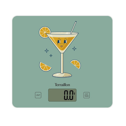 Terraillon T1040 Retro Drinks Ηλεκτρονική Ζυγαριά Κουζίνας με Γυάλινη Επιφάνεια, Ultra-Thin LCD Οθόνη & Ακριβής Ζύγιση έως 3kg 15510