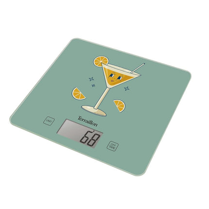 Terraillon T1040 Retro Drinks Ηλεκτρονική Ζυγαριά Κουζίνας με Γυάλινη Επιφάνεια, Ultra-Thin LCD Οθόνη & Ακριβής Ζύγιση έως 3kg 15510
