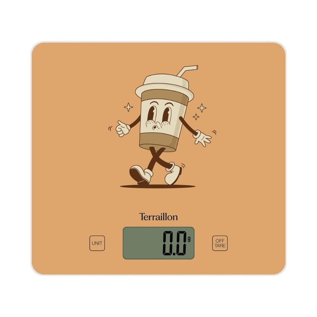 Terraillon T1040 Retro Smoothie Ηλεκτρονική Ζυγαριά Κουζίνας με Γυάλινη Επιφάνεια, Ultra-Thin LCD Οθόνη & Ακριβής Ζύγιση έως 3kg 15512 Πορτοκαλί