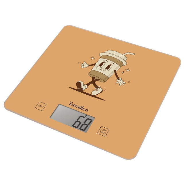 Terraillon T1040 Retro Smoothie Ηλεκτρονική Ζυγαριά Κουζίνας με Γυάλινη Επιφάνεια, Ultra-Thin LCD Οθόνη & Ακριβής Ζύγιση έως 3kg 15512 Πορτοκαλί