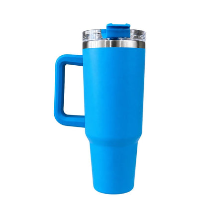 Θερμός Ποτήρι Ταξιδιού 1200ml με Χερούλι & Καλαμάκι Μπλε