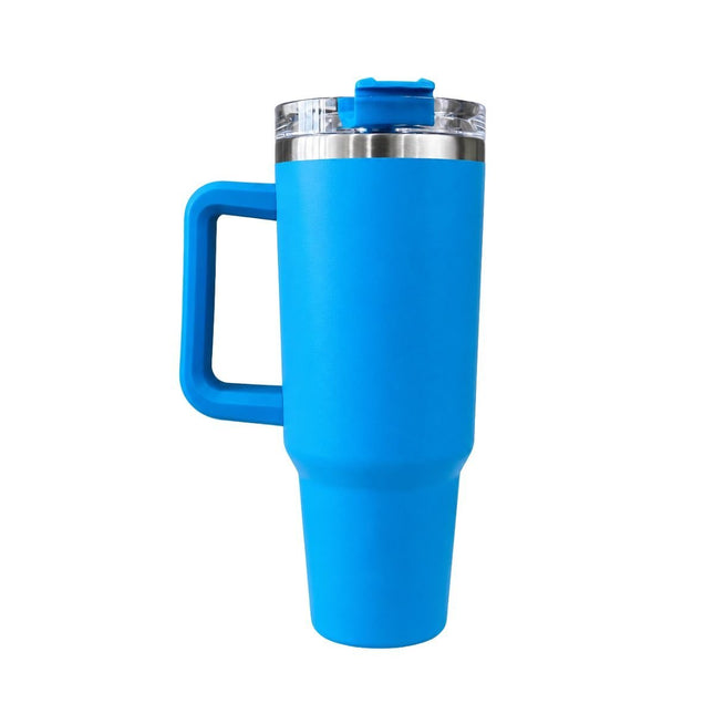 Θερμός Ποτήρι Ταξιδιού 1200ml με Χερούλι & Καλαμάκι Μπλε