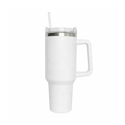 Θερμός Ποτήρι Ταξιδιού 1200ml με Χερούλι & Καλαμάκι Άσπρο