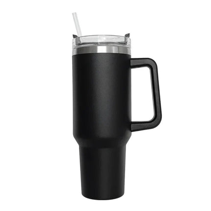 Θερμός Ποτήρι Ταξιδιού 1200ml με Χερούλι & Καλαμάκι Μαύρο
