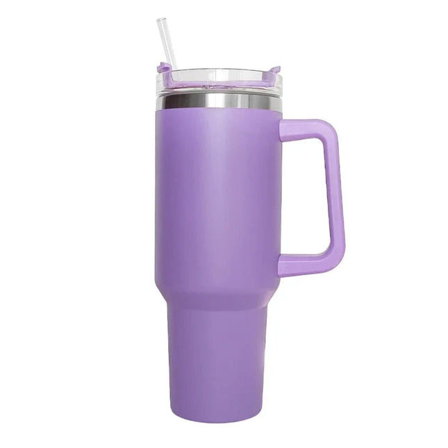 Θερμός Ποτήρι Ταξιδιού 1200ml με Χερούλι & Καλαμάκι Μωβ