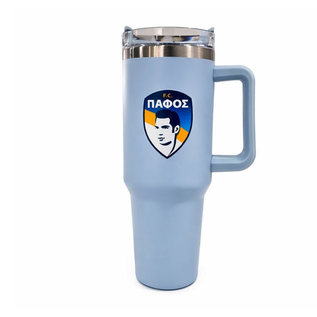 Θερμός Ποτήρι Ταξιδιού 1200ml με Χερούλι & Καλαμάκι Πάφος F.C. Γαλάζιο