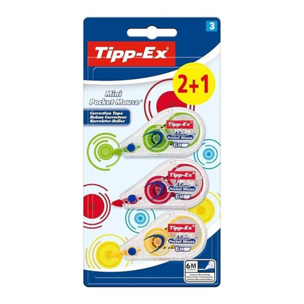 BIC TIPP-EX 2+1 Δώρο Mini Pocket Διορθωτική Ταινία Mouse Correction Tape Fashion 5mm x 6m TX-926396