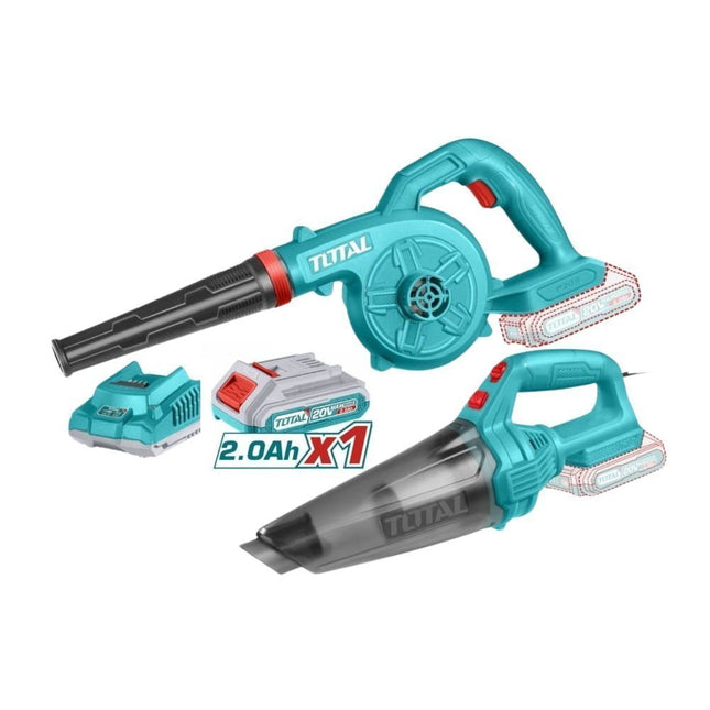 TOTAL Σετ Φυσητήρας + Σκουπάκι Μπαταρίας 20V Li-ion με 1 Μπαταρία 2.0Ah & Φορτιστή