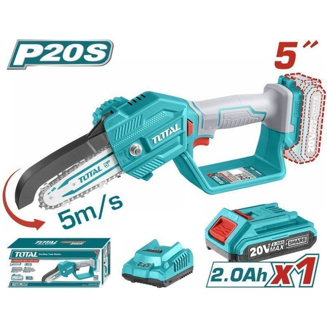 Total Σετ Αλυσοπρίονο Κλαδευτικό Μπαταρίας Li-ion 20V/2Ah με 1 Μπαταρία