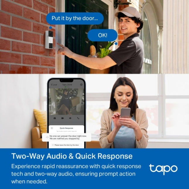 TAPO D210 Έξυπνο Κουδούνι Πόρτας με Κάμερα 2K & Μπαταρία Μακράς Διάρκειας για Ασφάλεια χωρίς Καλώδια