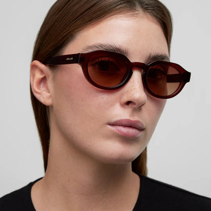MELLER TUMA Unisex Γεωμετρικά Γυαλιά Ηλίου με Καφέ Σκελετό και Καφέ Πολωτικούς Φακούς UV400 TU-MAROONGBROWN Maroon Brown