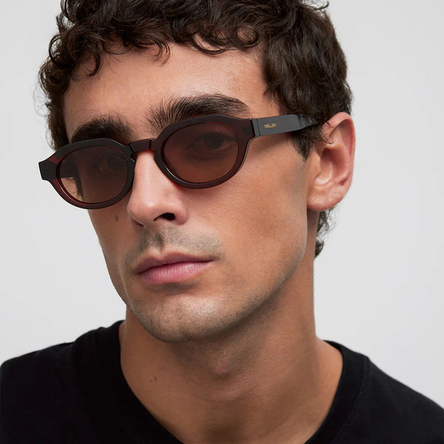 MELLER TUMA Unisex Γεωμετρικά Γυαλιά Ηλίου με Καφέ Σκελετό και Καφέ Polarized Φακούς UV400 TU-MAROONGBROWN Maroon Brown
