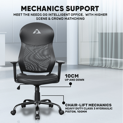 Armaggeddon FLEXION AIR Καρέκλα Γραφείου Gaming Chair Mesh/PVC με 4D Armrests & Ανάκλιση 120°, Μαύρη