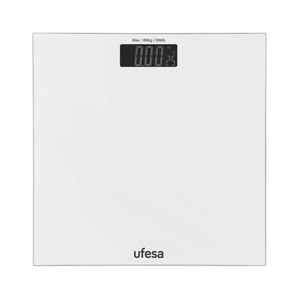 UFESA Basel Ψηφιακή Ζυγαριά Μπάνιου με LCD Οθόνη, Ακρίβεια 50gr & Μέγιστο Βάρος 180kg Λευκό