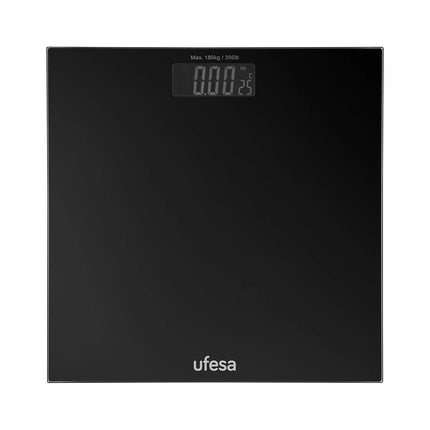 UFESA Zurich Ψηφιακή Ζυγαριά Μπάνιου με LCD Οθόνη, Ακρίβεια 50gr & Μέγιστο Βάρος 180kg Μαύρo