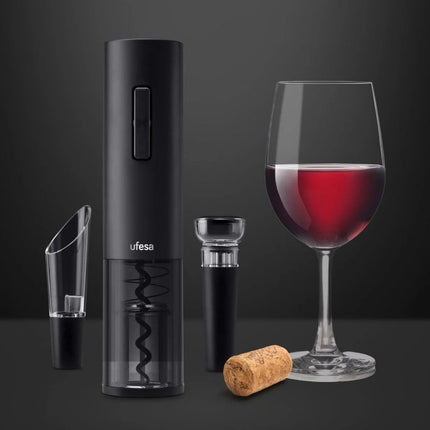 EasyOpen Ηλεκτρικό Τιρμπουσόν Ασύρματο με LED, Decanter & Καπάκι Σφράγισης Μαύρο