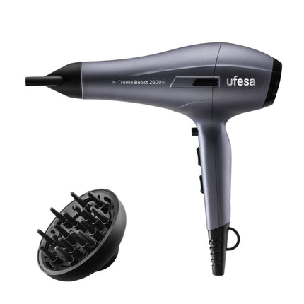 Ufesa X-Treme Boost Πιστολάκι Μαλλιών 2600W με Ιονική Τεχνολογία και Diffuser Γκρι
