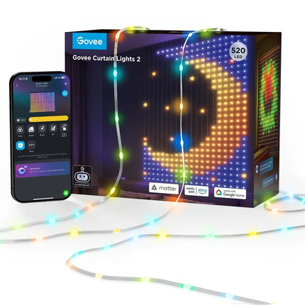 GOVEE Κουρτίνα RGBIC 1,5 × 2 m με 520 LED, Matter – Curtain Lights 2 H70B3 – EU