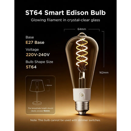 GOVEE Λάμπα Edison ST64 E27 RGBWW 5 W, 500 lm, Matter R14C0CC1