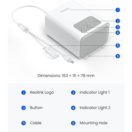 REOLINK Εξωτερική Μπαταρία 12.800 mAh / 92 Wh με USB-C – RLA-BP1 – Λευκή