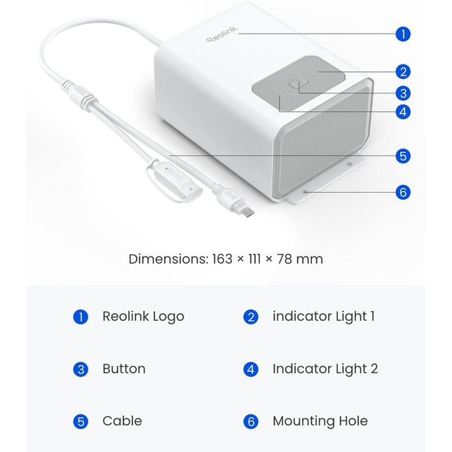 REOLINK Εξωτερική Μπαταρία 12.800 mAh / 92 Wh με USB-C – RLA-BP1 – Λευκή