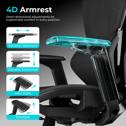 Lumivida Καρέκλα Gaming Mesh με Μπράτσα 4D και Συρόμενο Κάθισμα CH09-8