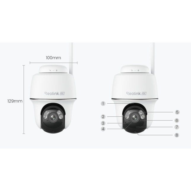 REOLINK Κάμερα Wi-Fi Μπαταρίας 4K με Πάνελ 6 W και microSD 64 GB – Argus PT Ultra B440