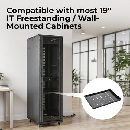 Lumivida Σταθερό Ράφι Rack 2U, 485 × 720 mm, 90 kg Μαύρο
