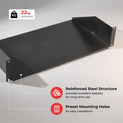 Lumivida Σετ 2 Ραφιών Rack 19″, 2U, Βάθους 250 mm 601402107 Μαύρο