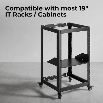 Lumivida Σετ 2 Ραφιών Rack 19″, 2U, Βάθους 250 mm 601402107 Μαύρο