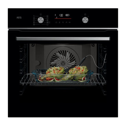 AEG 6000 SenseCook Εντοιχιζόμενος Φούρνος 71L με Αισθητήρα Τροφίμων, Wi-Fi, Aqua Clean, Καταλυτικό Καθαρισμό & Soft Closing, Ενεργειακή Κλάση A+ OS6CB531AB, Μαύρος