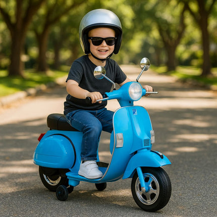 VESPA® Ηλεκτροκίνητη Παιδική Μηχανή 12V, 4.5Ah Ride-On με Αυθεντικό Ιταλικό Στυλ σε Μπλε Χρώμα, 3+ Ετών