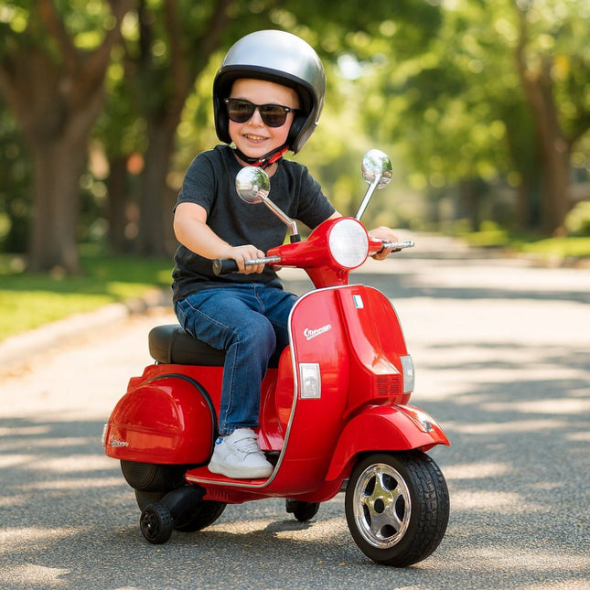 VESPA® Ηλεκτροκίνητη Παιδική Μηχανή 12V, 4.5Ah Ride-On με Αυθεντικό Ιταλικό Στυλ σε Κοκκινο Χρώμα, 3+ Ετών